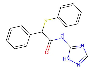 2-phenyl-2-(phenylsulfanyl)-N-(1H-1,2,4-triazol-3-yl)acetamide structure