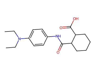 2-{[4-(Diethylamino)anilino]carbonyl}cyclohexanecarboxylic acid structure
