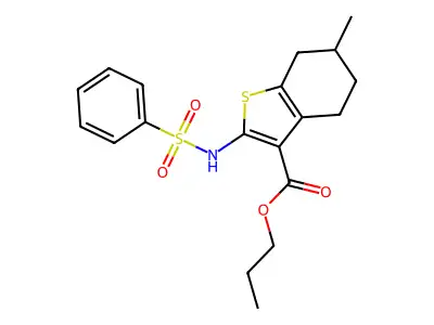 propyl 6-methyl-2-[(phenylsulfonyl)amino]-4,5,6,7-tetrahydro-1-benzothiophene-3-carboxylate structure