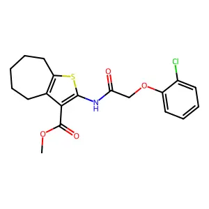 methyl 2-{[(2-chlorophenoxy)acetyl]amino}-5,6,7,8-tetrahydro-4H-cyclohepta[b]thiophene-3-carboxylate structure
