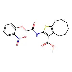 methyl 2-[({2-nitrophenoxy}acetyl)amino]-4,5,6,7,8,9-hexahydrocycloocta[b]thiophene-3-carboxylate structure