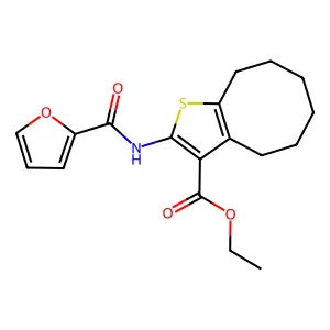 ethyl 2-(furan-2-carbonylamino)-4,5,6,7,8,9-hexahydrocycloocta[b]thiophene-3-carboxylate structure