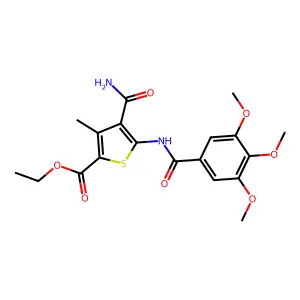 ethyl 4-carbamoyl-3-methyl-5-[(3,4,5-trimethoxybenzoyl)amino]thiophene-2-carboxylate structure