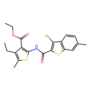 ethyl 2-[(3-chloro-6-methyl-1-benzothiophene-2-carbonyl)amino]-4-ethyl-5-methylthiophene-3-carboxylate structure