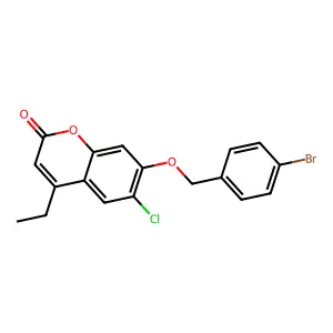7-[(4-bromobenzyl)oxy]-6-chloro-4-ethyl-2H-chromen-2-one structure