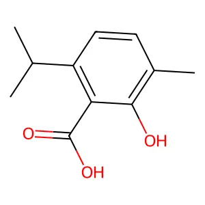 Benzoic acid, 2-hydroxy-3-methyl-6-(1-methylethyl)- structure