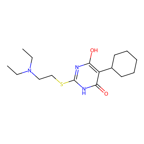 5-Cyclohexyl-2-{[2-(diethylamino)ethyl]sulfanyl}pyrimidine-4,6-diol structure