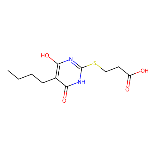 3-(5-Butyl-4-hydroxy-6-oxo-1,6-dihydro-pyrimidin-2-ylsulfanyl)-propionic acid structure