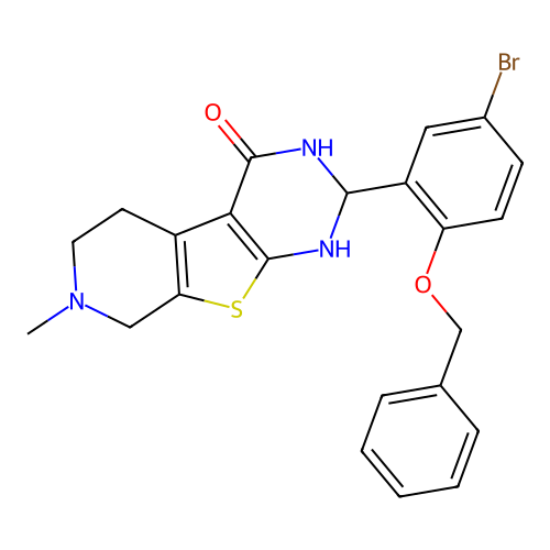 2-(2-(benzyloxy)-5-bromophenyl)-7-methyl-2,3,5,6,7,8-hexahydropyrido[4',3':4,5]thieno[2,3-d]pyrimidin-4(1H)-one structure