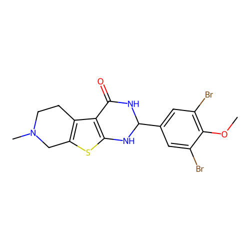 2-(3,5-dibromo-4-methoxyphenyl)-7-methyl-2,3,5,6,7,8-hexahydropyrido[4',3':4,5]thieno[2,3-d]pyrimidin-4(1H)-one structure