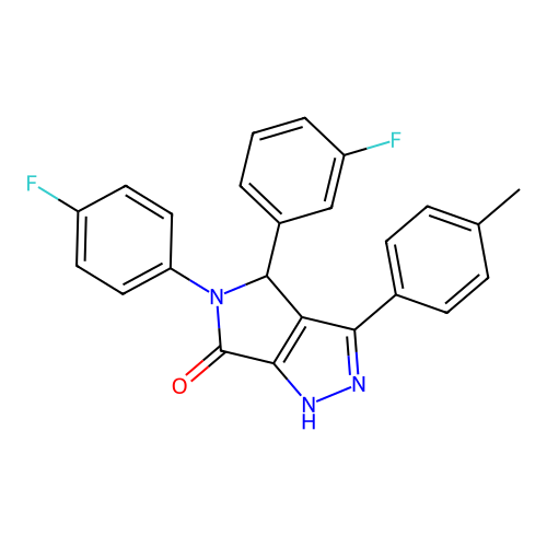 4-(3-fluorophenyl)-5-(4-fluorophenyl)-3-(4-methylphenyl)-1,4-dihydropyrrolo[3,4-c]pyrazol-6-one structure