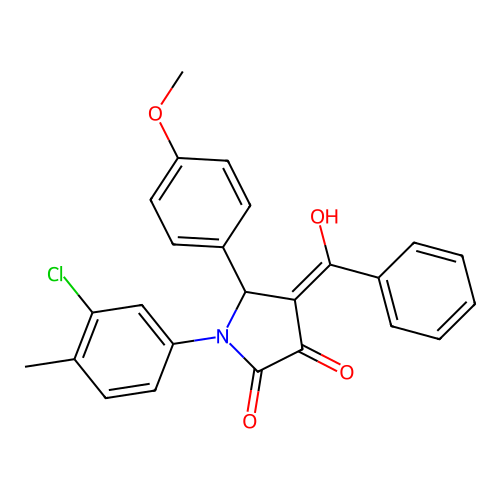 (4E)-1-(3-chloro-4-methylphenyl)-4-[hydroxy(phenyl)methylidene]-5-(4-methoxyphenyl)pyrrolidine-2,3-dione structure