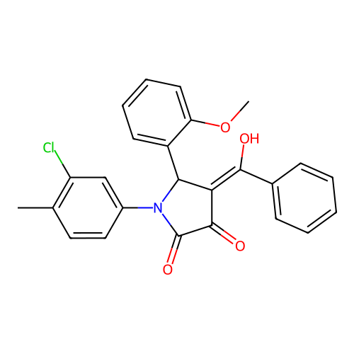 (4E)-1-(3-chloro-4-methylphenyl)-4-[hydroxy(phenyl)methylidene]-5-(2-methoxyphenyl)pyrrolidine-2,3-dione structure