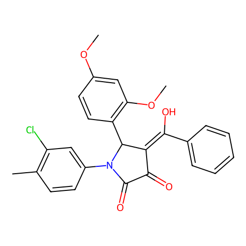 (4E)-1-(3-chloro-4-methylphenyl)-5-(2,4-dimethoxyphenyl)-4-[hydroxy(phenyl)methylidene]pyrrolidine-2,3-dione structure