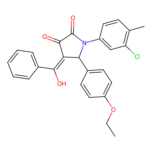 (4E)-1-(3-chloro-4-methylphenyl)-5-(4-ethoxyphenyl)-4-[hydroxy(phenyl)methylidene]pyrrolidine-2,3-dione structure