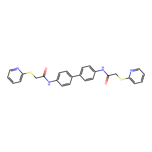 N,N'-biphenyl-4,4'-diylbis[2-(pyridin-2-ylsulfanyl)acetamide] structure