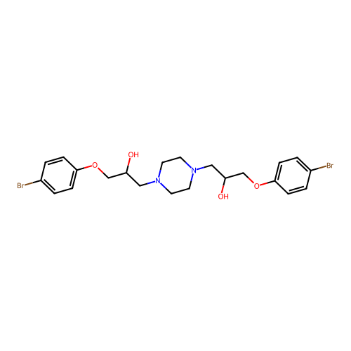 1,1'-Piperazine-1,4-diylbis[3-(4-bromophenoxy)propan-2-ol] structure