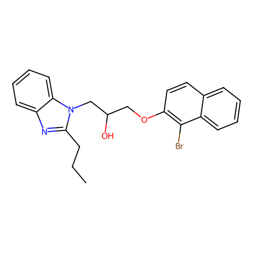 1-[(1-bromonaphthalen-2-yl)oxy]-3-(2-propyl-1H-benzimidazol-1-yl)propan-2-ol structure