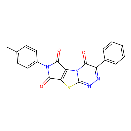 7-(4-methylphenyl)-3-phenyl-4H,6H-pyrrolo[3',4':4,5][1,3]thiazolo[2,3-c][1,2,4]triazine-4,6,8(7H)-trione structure