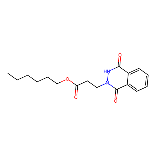 hexyl 3-(1,4-dioxo-3,4-dihydrophthalazin-2(1H)-yl)propanoate structure