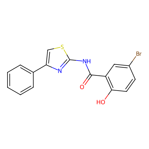 5-bromo-2-hydroxy-N-(4-phenyl-1,3-thiazol-2-yl)benzamide structure