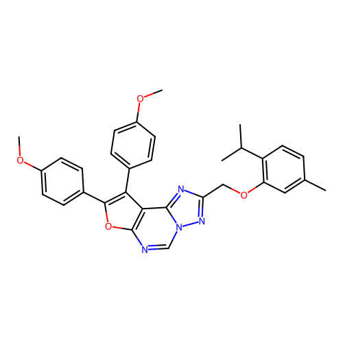 [8,9-BIS(4-METHOXYPHENYL)FURO[3,2-E][1,2,4]TRIAZOLO[1,5-C]PYRIMIDIN-2-YL]METHYL (2-ISOPROPYL-5-METHYLPHENYL) ETHER structure
