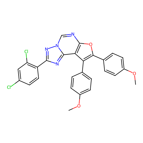 2-(2,4-dichlorophenyl)-8,9-bis(4-methoxyphenyl)furo[3,2-e][1,2,4]triazolo[1,5-c]pyrimidine structure