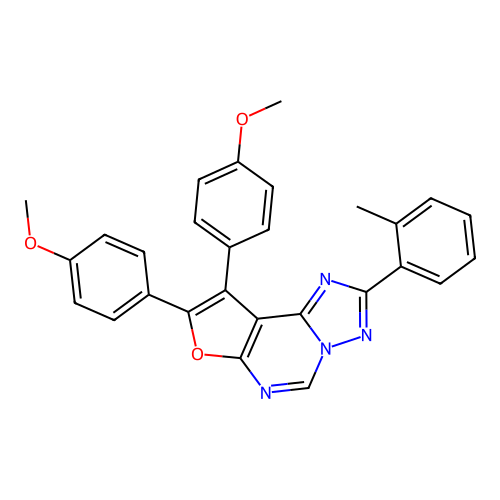 8,9-bis(4-methoxyphenyl)-2-(2-methylphenyl)furo[3,2-e][1,2,4]triazolo[1,5-c]pyrimidine structure