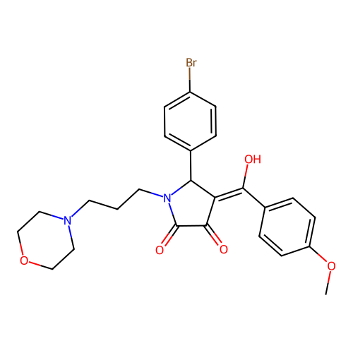 (4E)-5-(4-bromophenyl)-4-[hydroxy-(4-methoxyphenyl)methylidene]-1-(3-morpholin-4-ylpropyl)pyrrolidine-2,3-dione structure