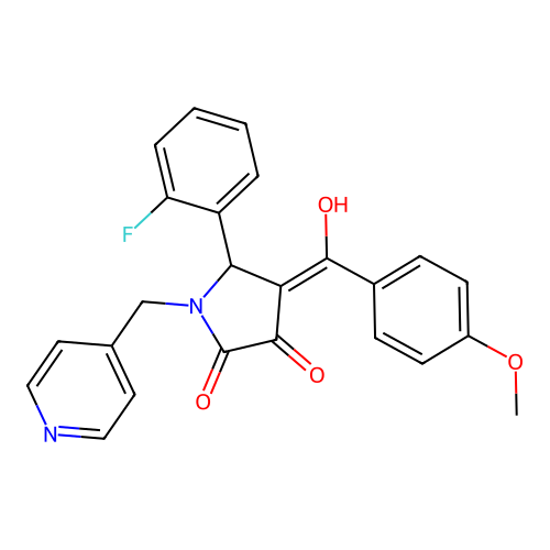 (4E)-5-(2-fluorophenyl)-4-[hydroxy-(4-methoxyphenyl)methylidene]-1-(pyridin-4-ylmethyl)pyrrolidine-2,3-dione structure