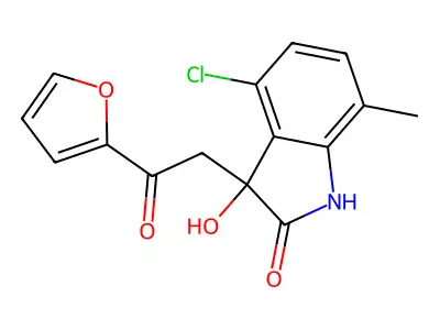 4-chloro-3-[2-(furan-2-yl)-2-oxoethyl]-3-hydroxy-7-methyl-1H-indol-2-one structure