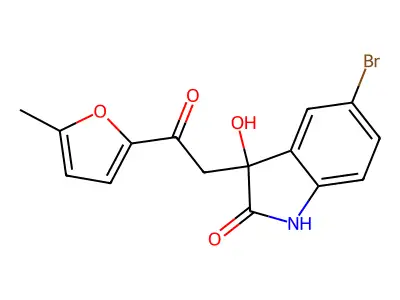5-bromo-3-hydroxy-3-[2-(5-methylfuran-2-yl)-2-oxoethyl]-1H-indol-2-one structure