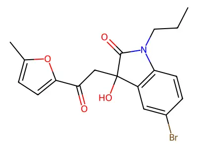 5-bromo-3-hydroxy-3-[2-(5-methylfuran-2-yl)-2-oxoethyl]-1-propyl-1,3-dihydro-2H-indol-2-one structure