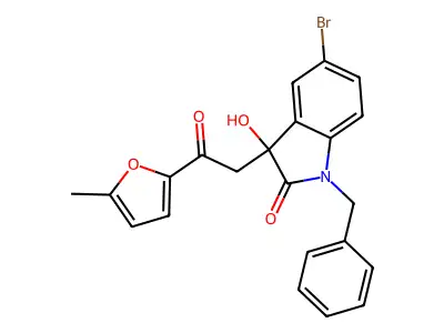 1-Benzyl-5-bromo-3-hydroxy-3-[2-(5-methylfuran-2-yl)-2-oxoethyl]indol-2-one structure