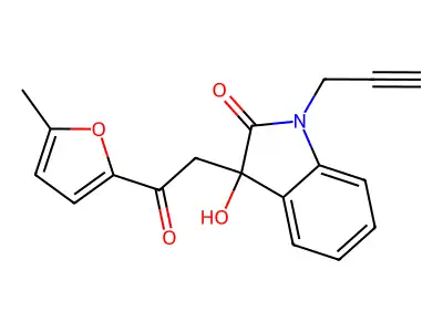 3-Hydroxy-3-[2-(5-methylfuran-2-yl)-2-oxoethyl]-1-prop-2-ynylindol-2-one structure