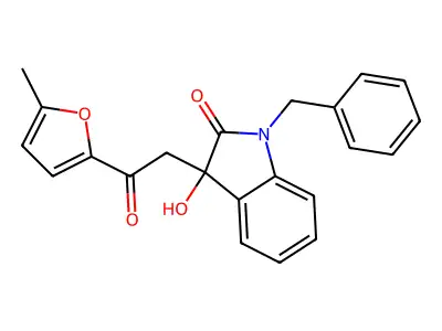 1-benzyl-3-hydroxy-3-[2-(5-methylfuran-2-yl)-2-oxoethyl]indol-2-one structure