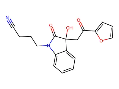 4-[3-[2-(Furan-2-yl)-2-oxoethyl]-3-hydroxy-2-oxoindol-1-yl]butanenitrile structure