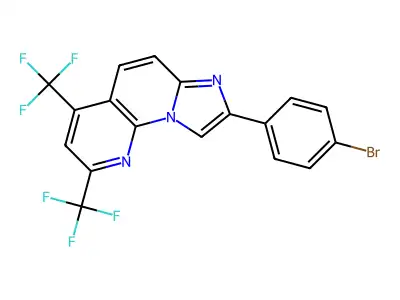 8-(4-Bromophenyl)-2,4-bis(trifluoromethyl)imidazo[1,2-a][1,8]naphthyridine structure