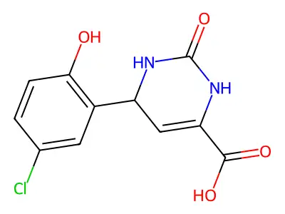 6-(5-chloro-2-hydroxyphenyl)-2-oxo-1,2,3,6-tetrahydro-4-pyrimidinecarboxylic acid structure