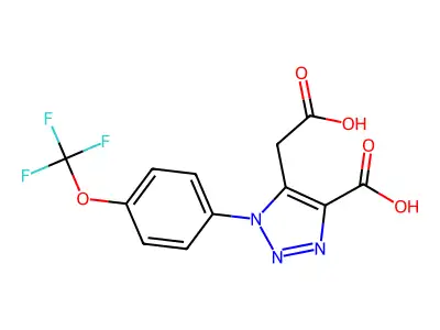 5-(Carboxymethyl)-1-[4-(trifluoromethoxy)phenyl]-1H-1,2,3-triazole-4-carboxylic acid structure