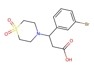 3-(3-Bromophenyl)-3-(1,1-dioxo-1lambda~6~,4-thiazinan-4-yl)propanoic acid structure
