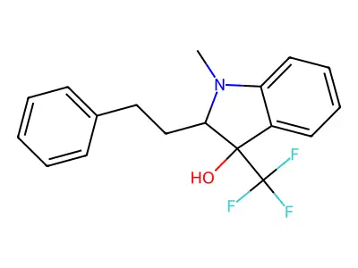 1-Methyl-2-phenethyl-3-(trifluoromethyl)-3-indolinol structure