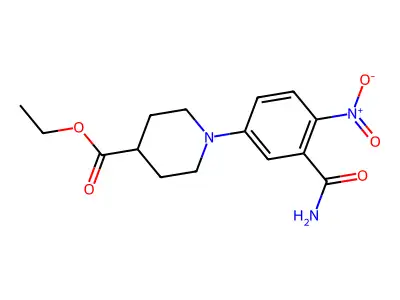 Ethyl 1-(3-carbamoyl-4-nitrophenyl)piperidine-4-carboxylate structure