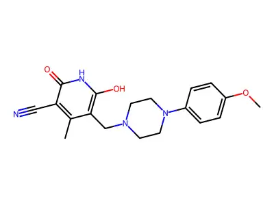 2,6-Dihydroxy-5-{[4-(4-methoxyphenyl)piperazino]-methyl}-4-methylnicotinonitrile structure