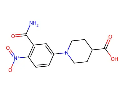 1-(3-Carbamoyl-4-nitrophenyl)piperidine-4-carboxylic acid structure