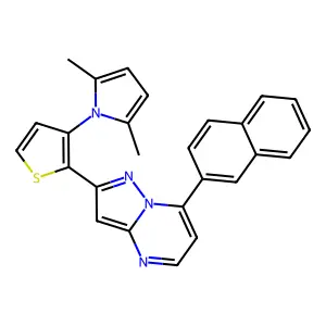 2-[3-(2,5-dimethyl-1H-pyrrol-1-yl)-2-thienyl]-7-(2-naphthyl)pyrazolo[1,5-a]pyrimidine structure