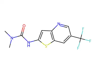 N,N-dimethyl-N'-[6-(trifluoromethyl)thieno[3,2-b]pyridin-2-yl]urea structure