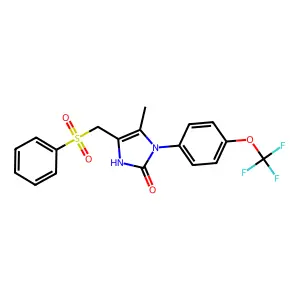 5-methyl-4-[(phenylsulfonyl)methyl]-1-[4-(trifluoromethoxy)phenyl]-1,3-dihydro-2H-imidazol-2-one structure