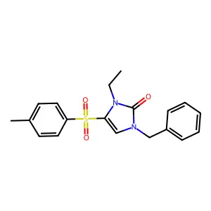 1-benzyl-3-ethyl-4-[(4-methylphenyl)sulfonyl]-1,3-dihydro-2H-imidazol-2-one structure