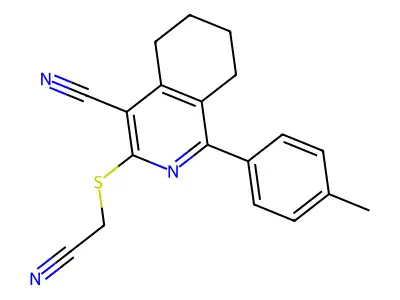 3-[(cyanomethyl)sulfanyl]-1-(4-methylphenyl)-5,6,7,8-tetrahydro-4-isoquinolinecarbonitrile structure